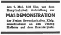 Aufruf zur Maidemonstration 1946